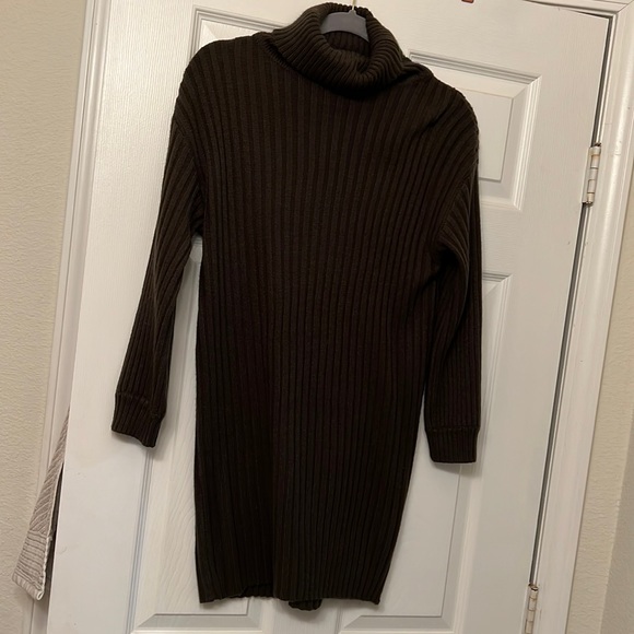 Bundled Up Babe Olive Green Ribbed Turtleneck Sweater Dress - Picture 7 of 9